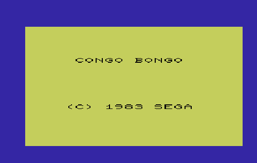 Congo Bongo title screen for Vic-20